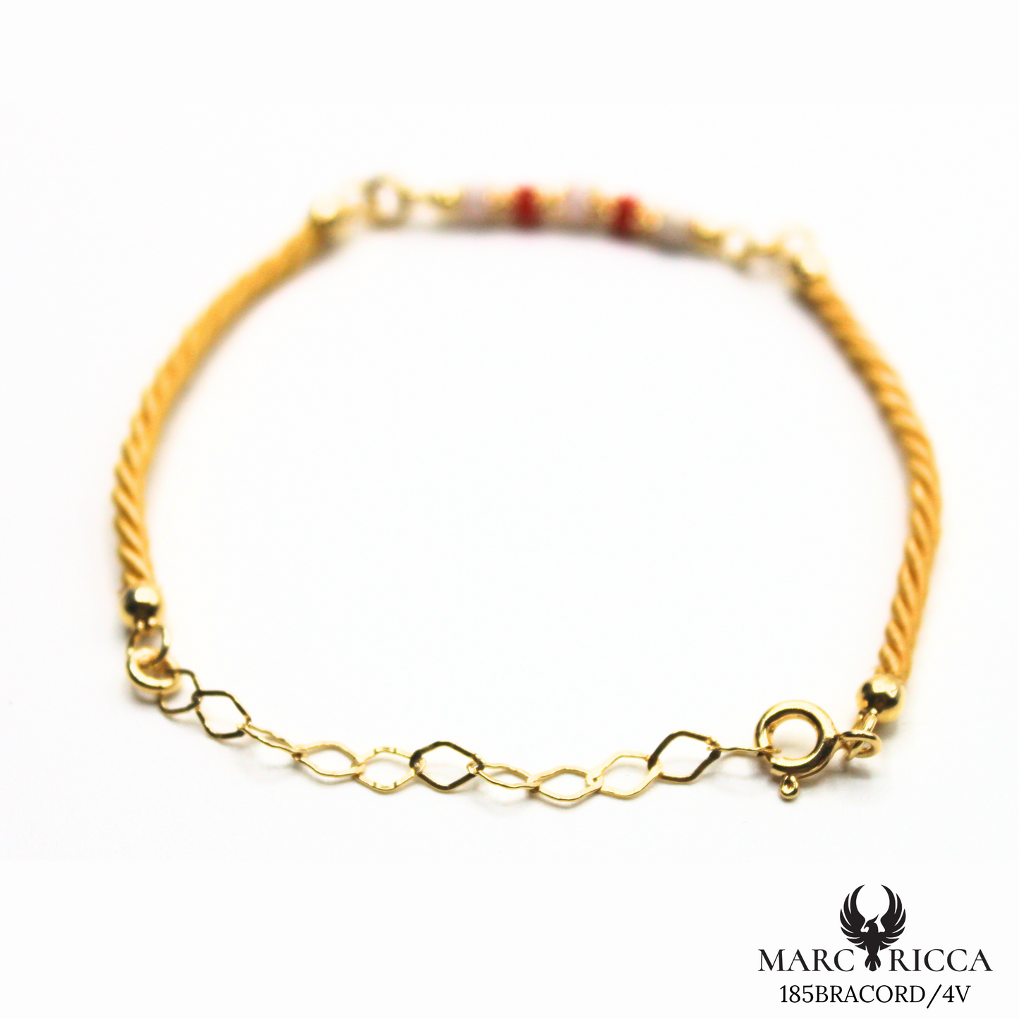 Bracelet Vermeil Cordon Perle Corail & Agathe ou Œil Tigre