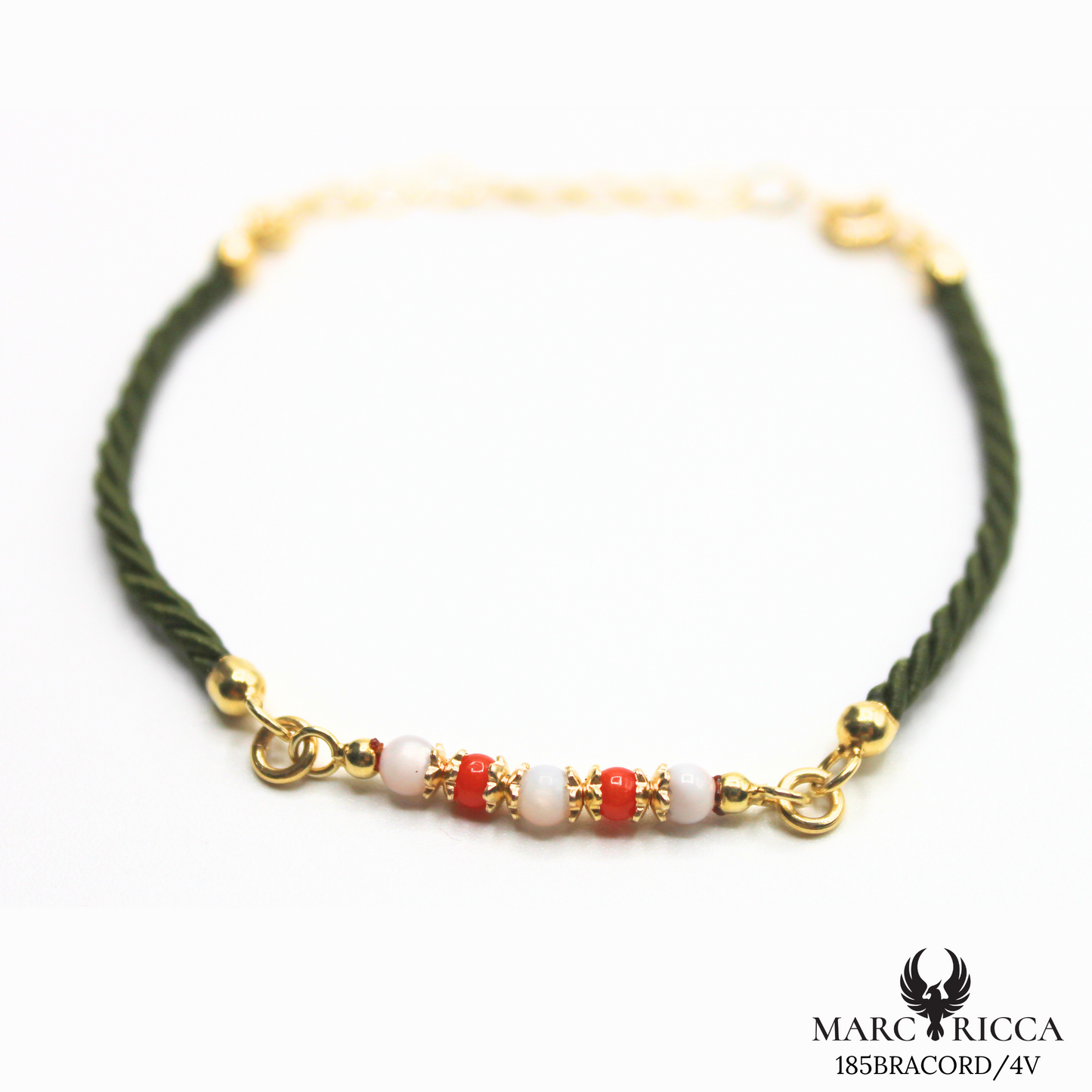 Bracelet Vermeil Cordon Perle Corail & Agathe ou Œil Tigre