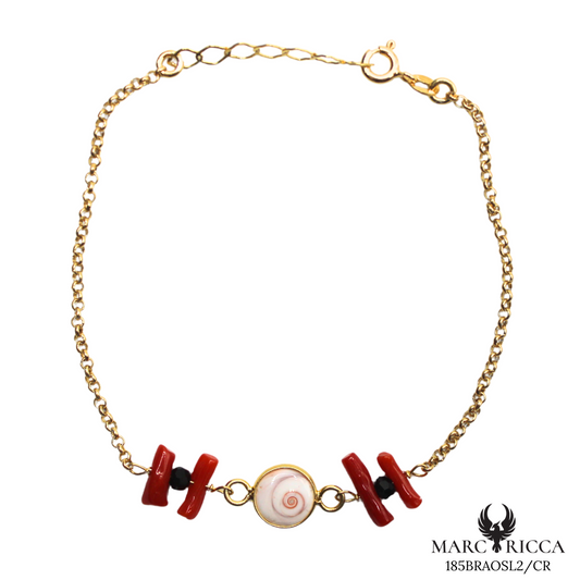 Bracelet Vermeil Corail, Oeil Sainte Lucie & Cristal Noir