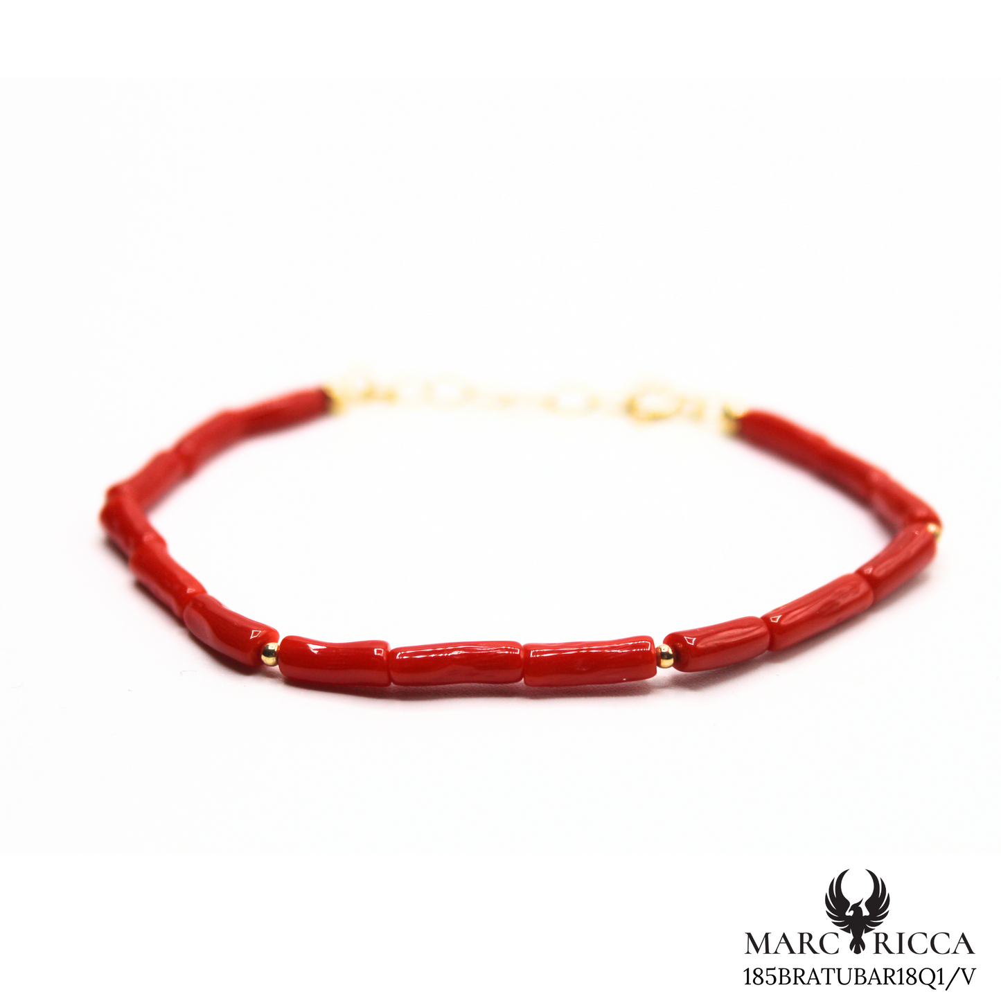 Bracelet Vermeil Corail Tube & Perle