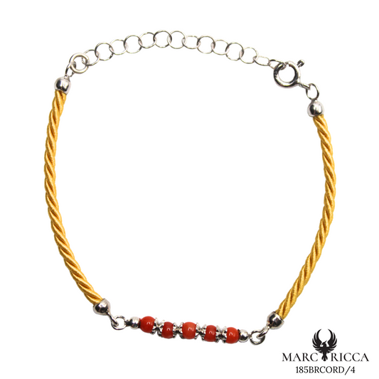 Bracelet Argent Corail Perle & Cordon