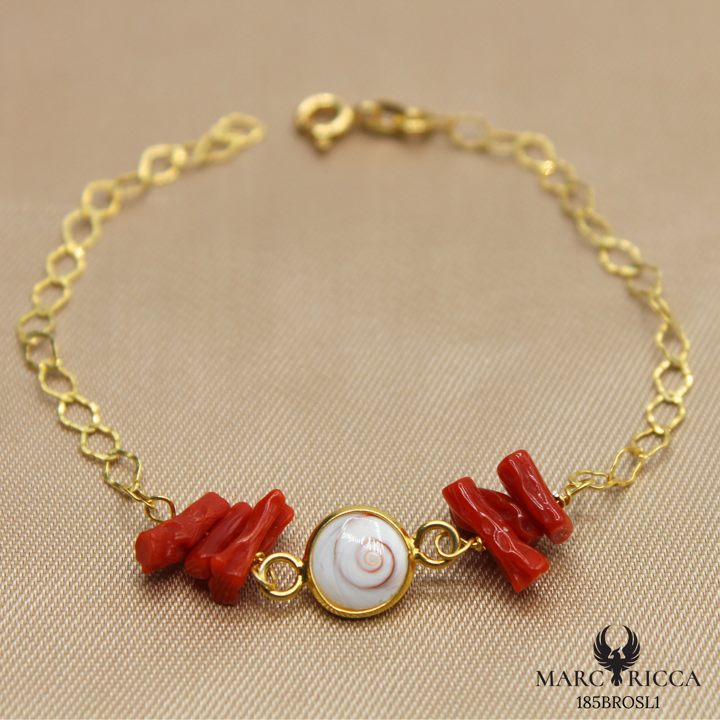 Bracelet Vermeil Corail & Œil de St Lucie