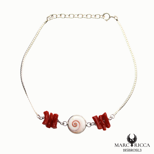 Bracelet Argent Corail & Œil Sainte Lucie