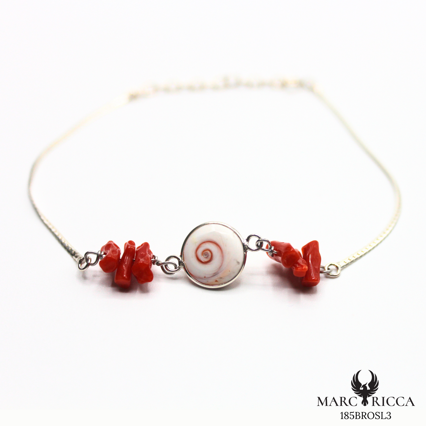 Bracelet Argent Corail & Œil Sainte Lucie