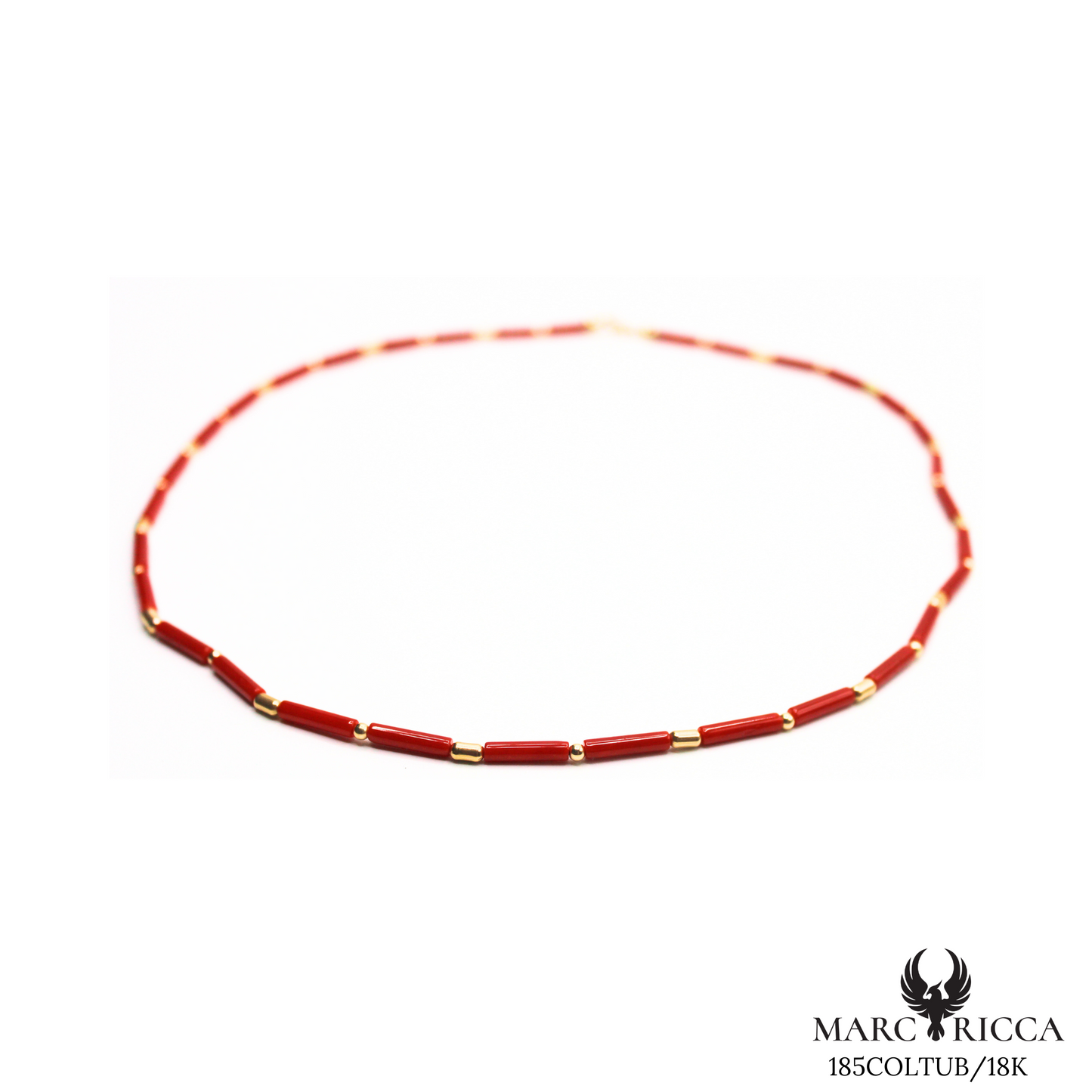 Collier Or Corail Tube & Perles Or