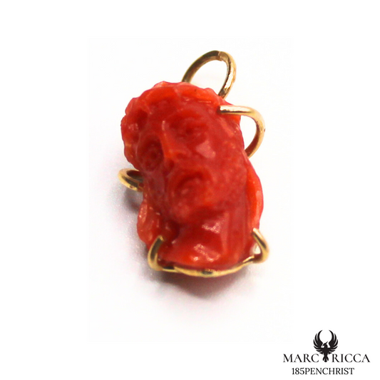 Pendentif Or Corail Christ Pièce Unique