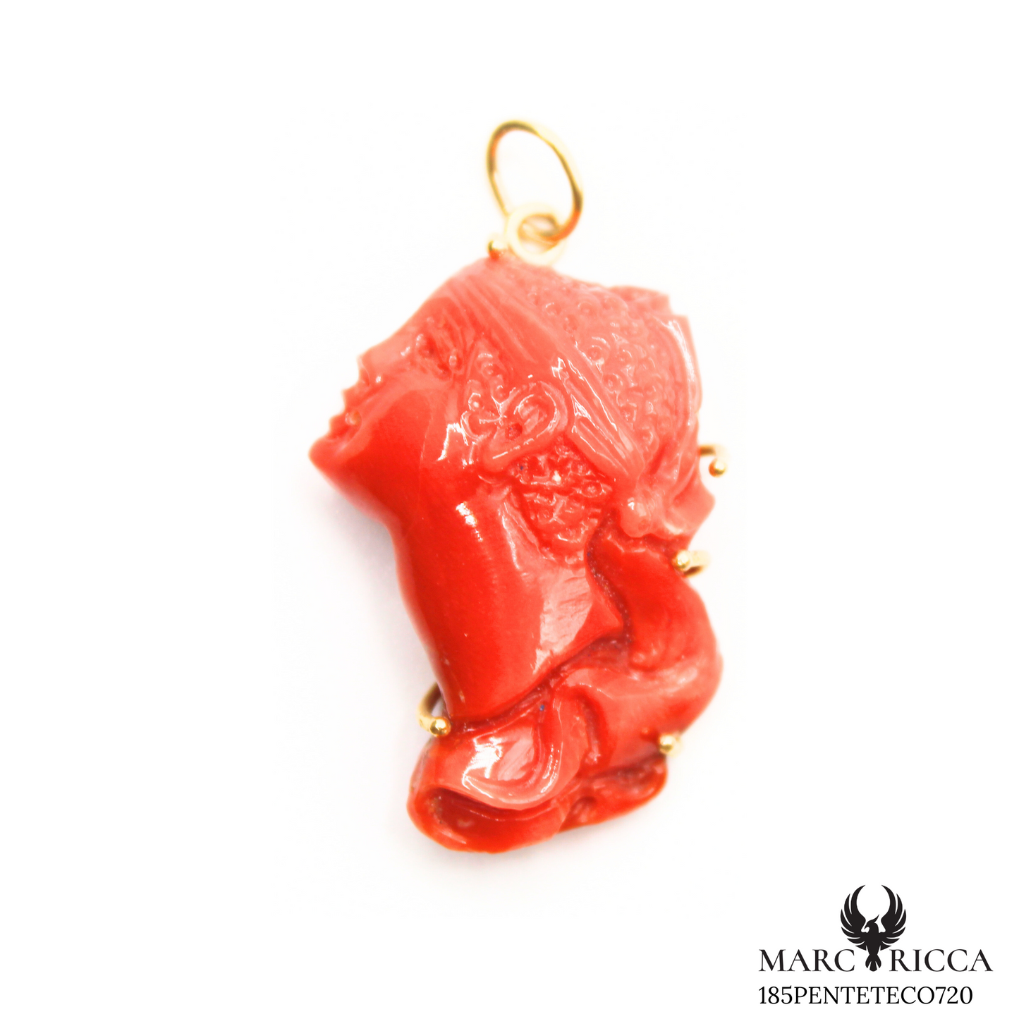 Pendentif Or Corail Tête de Maure Griffé Pièce Unique