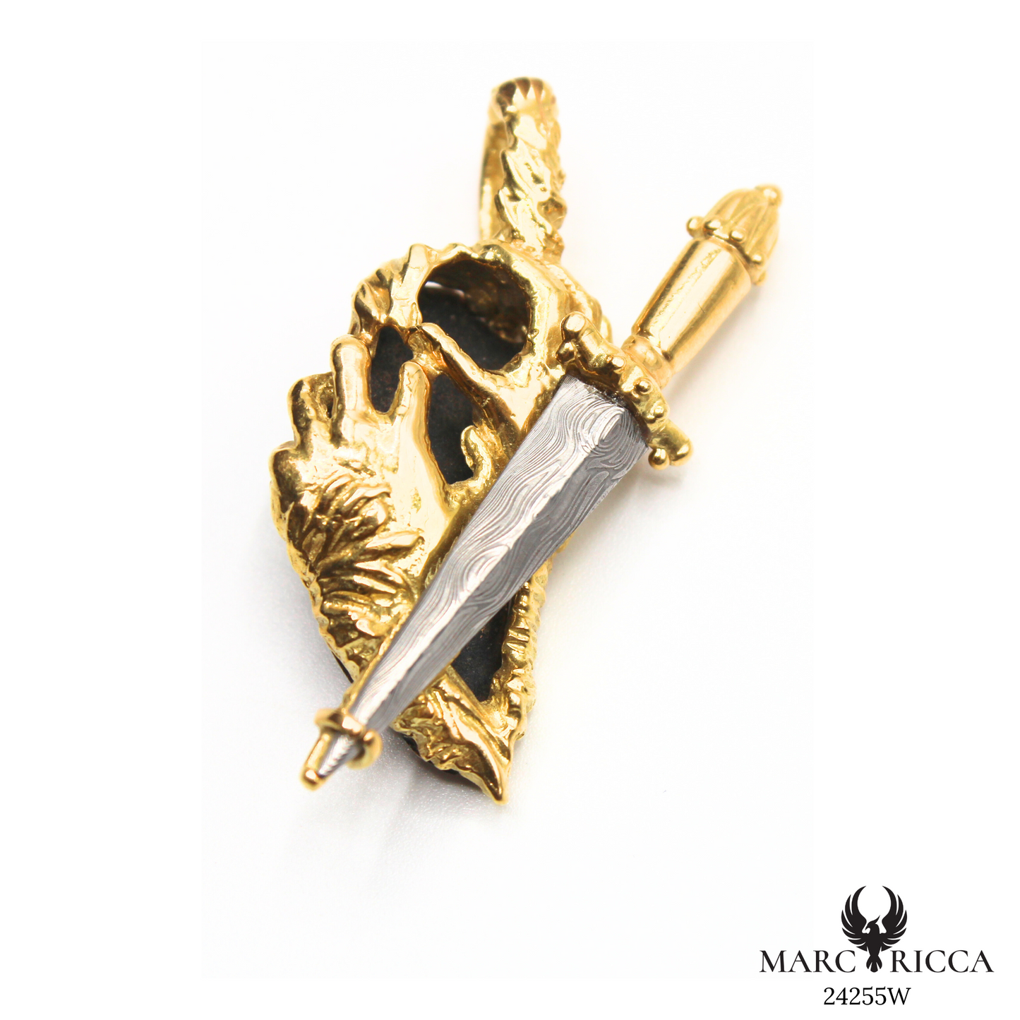 Pendentif Or & Argent 925 Corse, Main & Stylet Pièce Unique