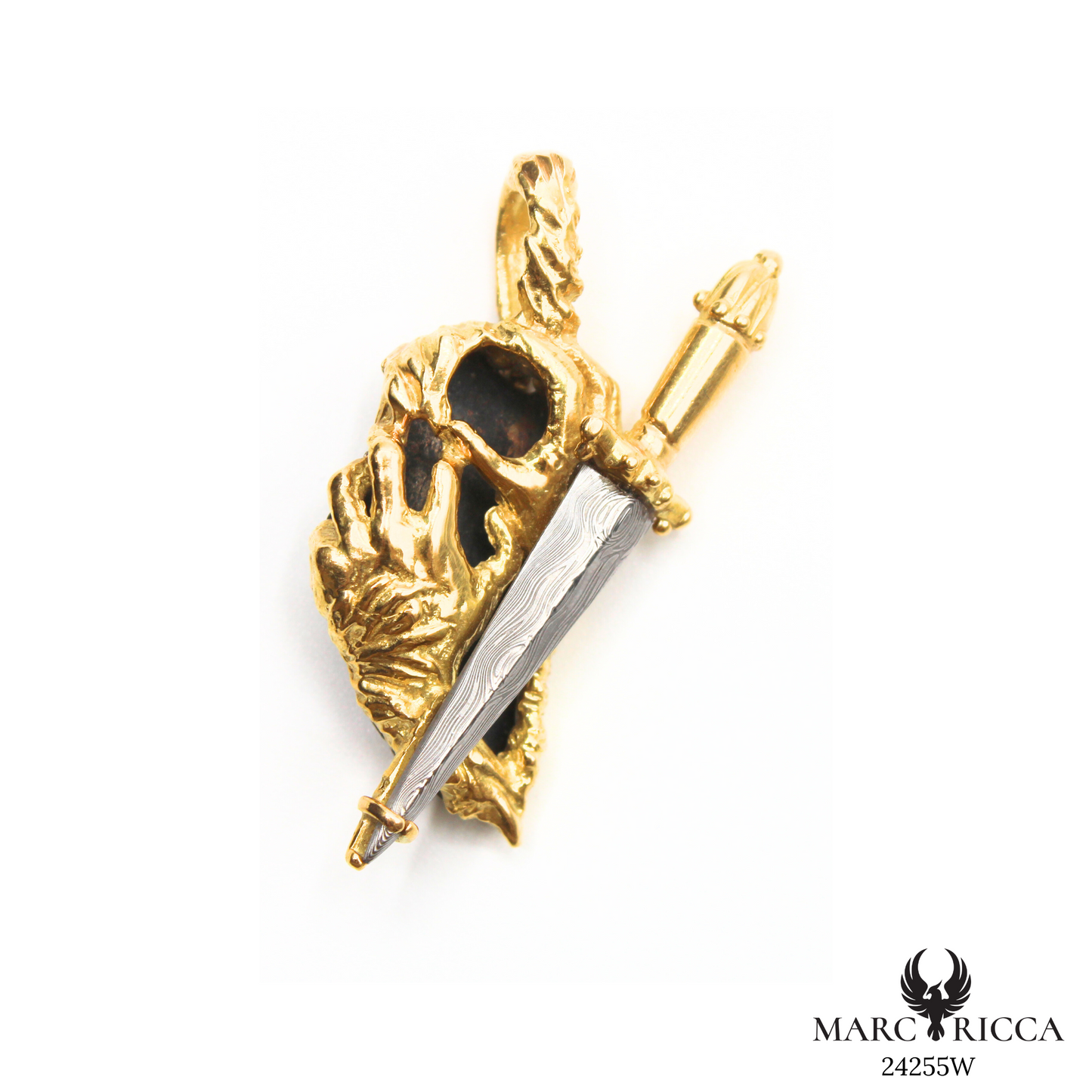 Pendentif Or & Argent 925 Corse, Main & Stylet Pièce Unique