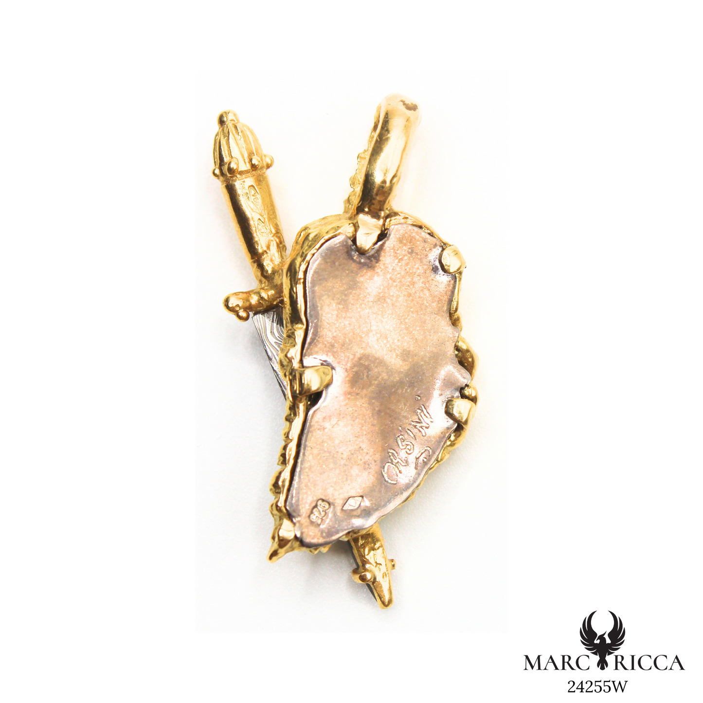 Pendentif Or & Argent 925 Corse, Main & Stylet Pièce Unique