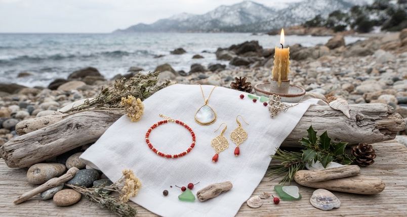 Bijoux artisanaux de Noël Marc-Ricca – corail rouge de Corse, vermeil et nacre – idées cadeaux festifs