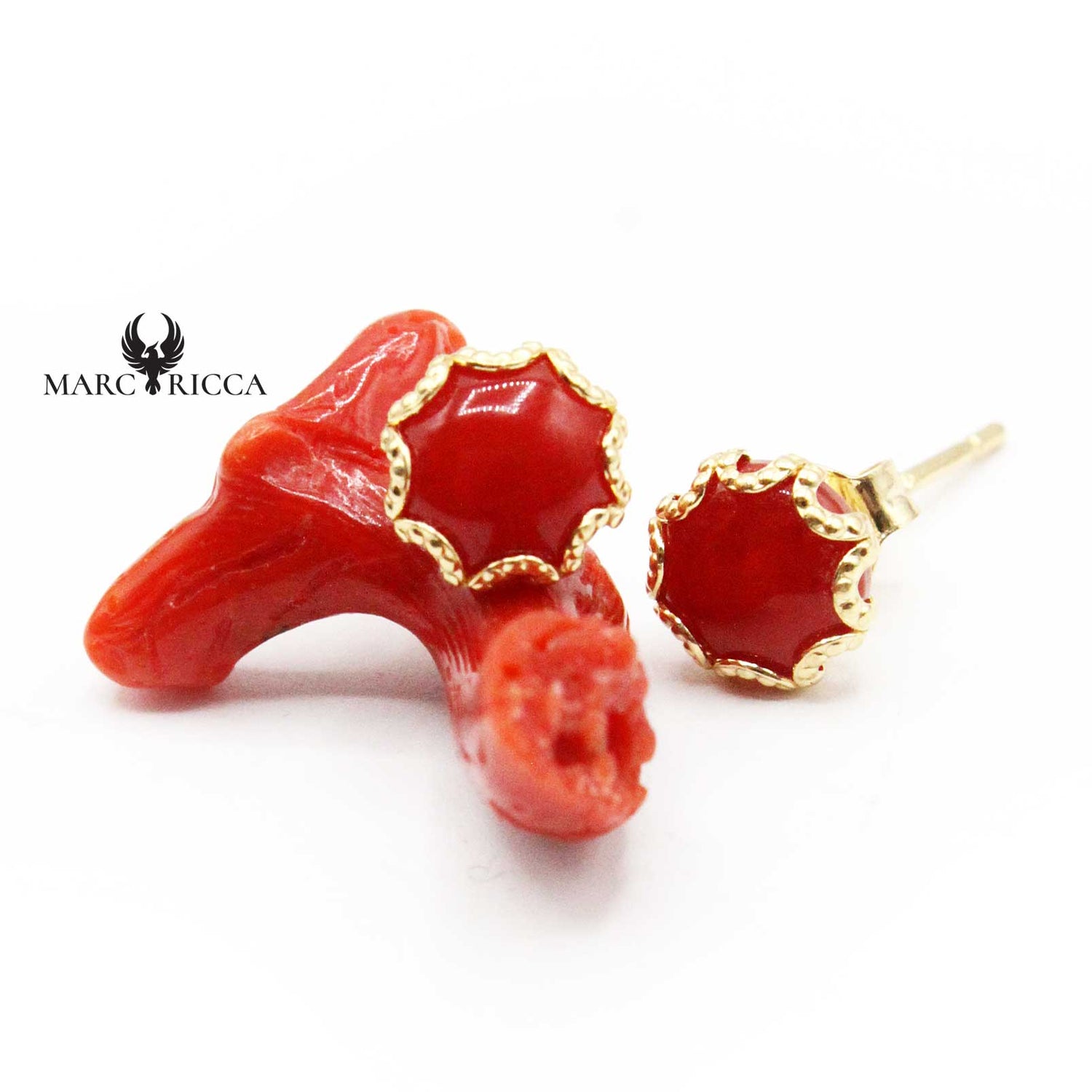 Boucles d'Oreilles Or & Corail