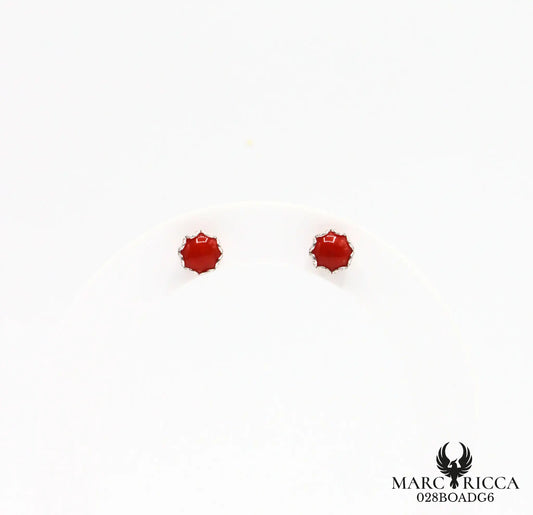 Boucles d'oreilles clous en argent avec corail