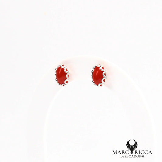 Boucles d'oreilles clous corail ovale