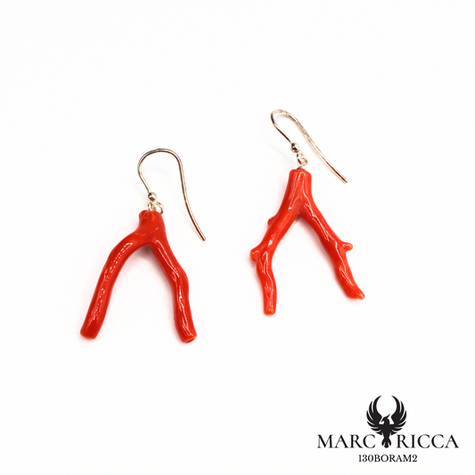 Boucles d'oreilles branches de corail en argent