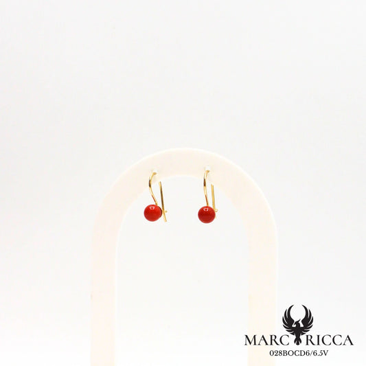 Boucles d'oreilles dormeuse avec boule en corail