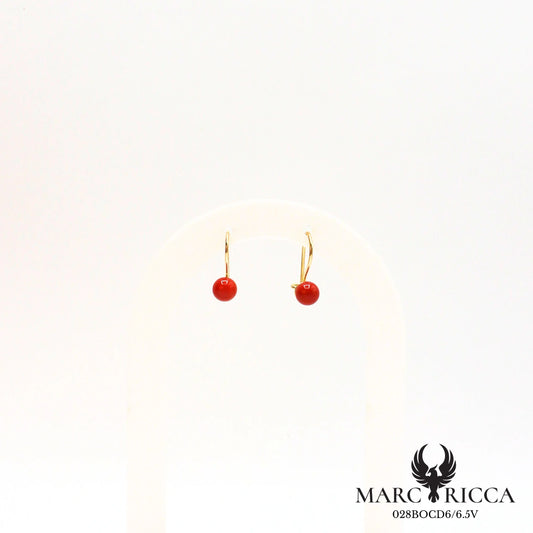 Boucles d'oreilles dormeuse avec boule en corail