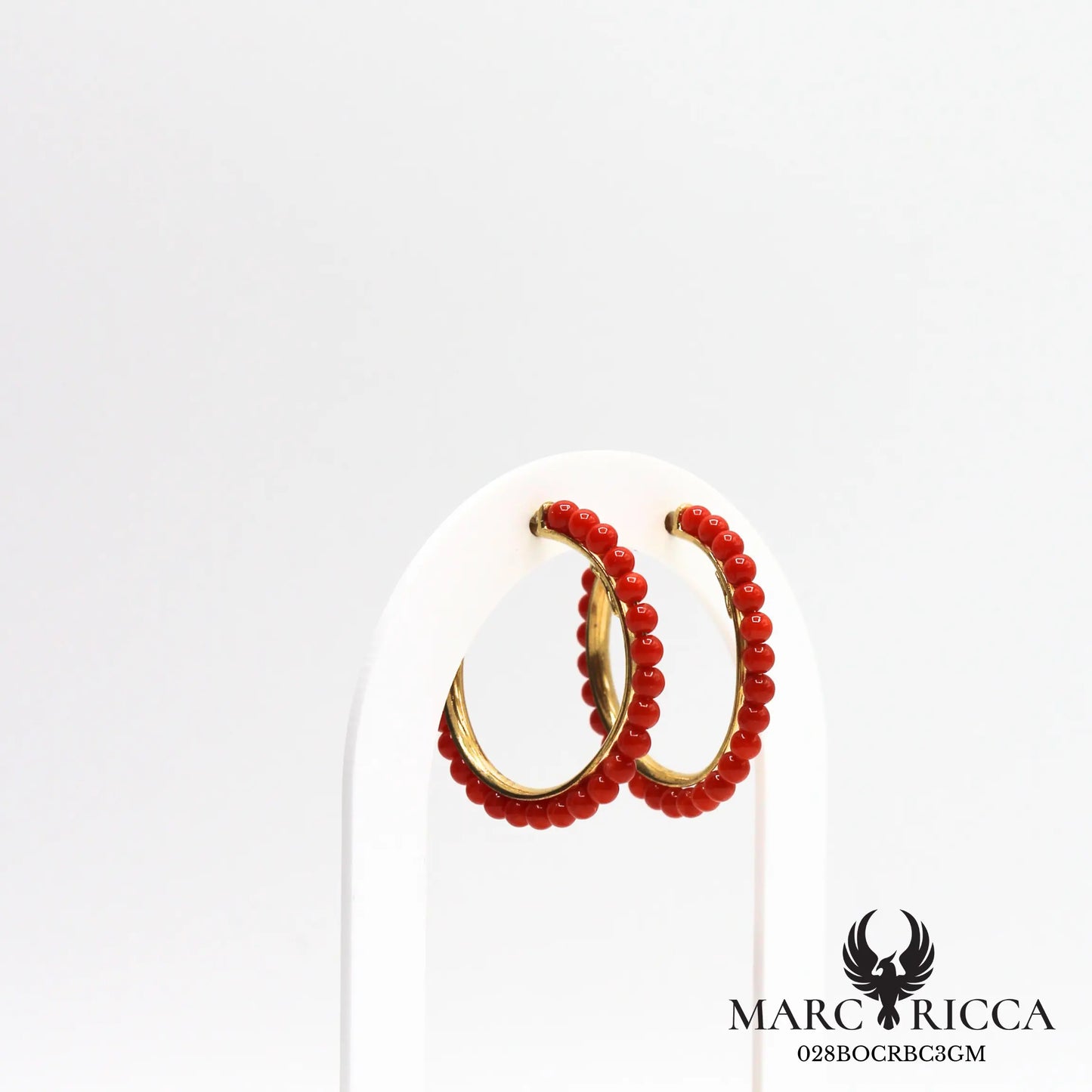 Boucles d'oreilles créoles perles de corail en vermeil