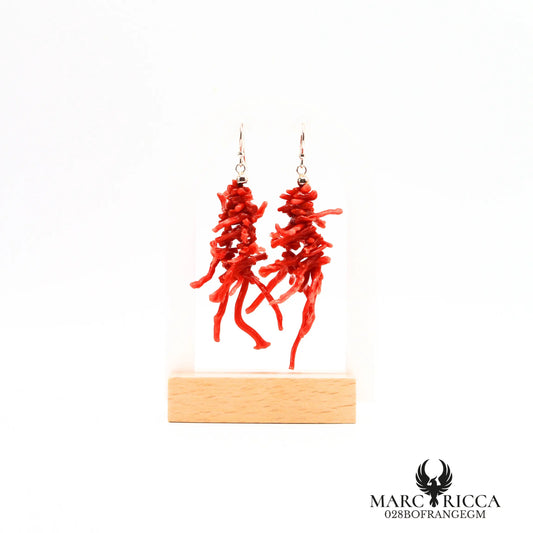 Boucles d'oreilles frange corail
