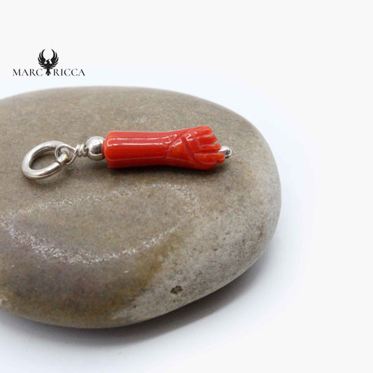 Pendentif Argent Main en Corail tigé