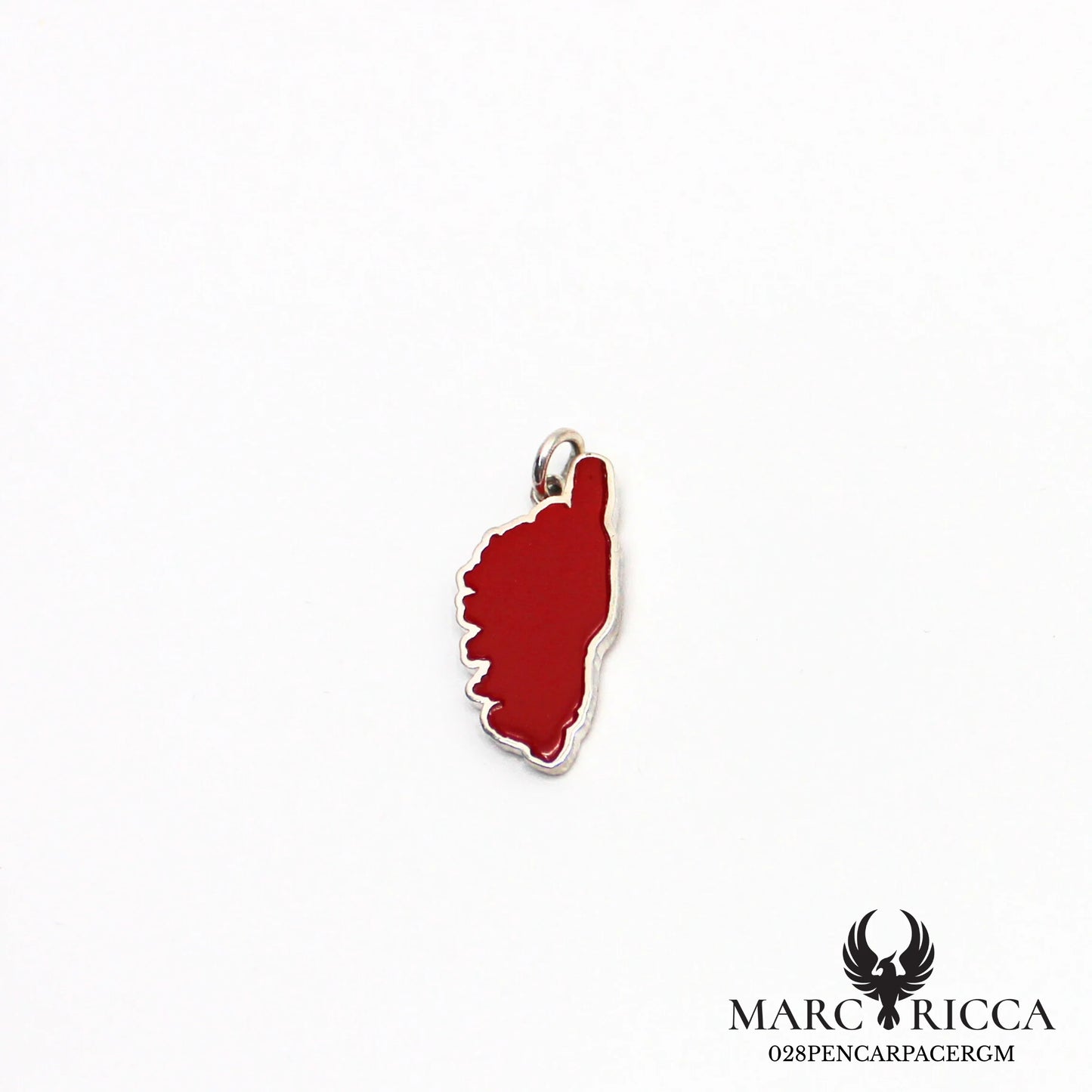 Pendentif Argent Corse Contour & Pâte de Corail