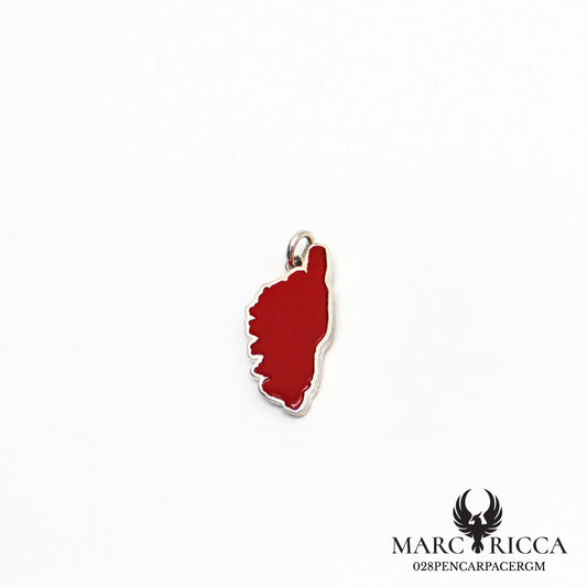 Pendentif Argent Corse Contour & Pâte de Corail