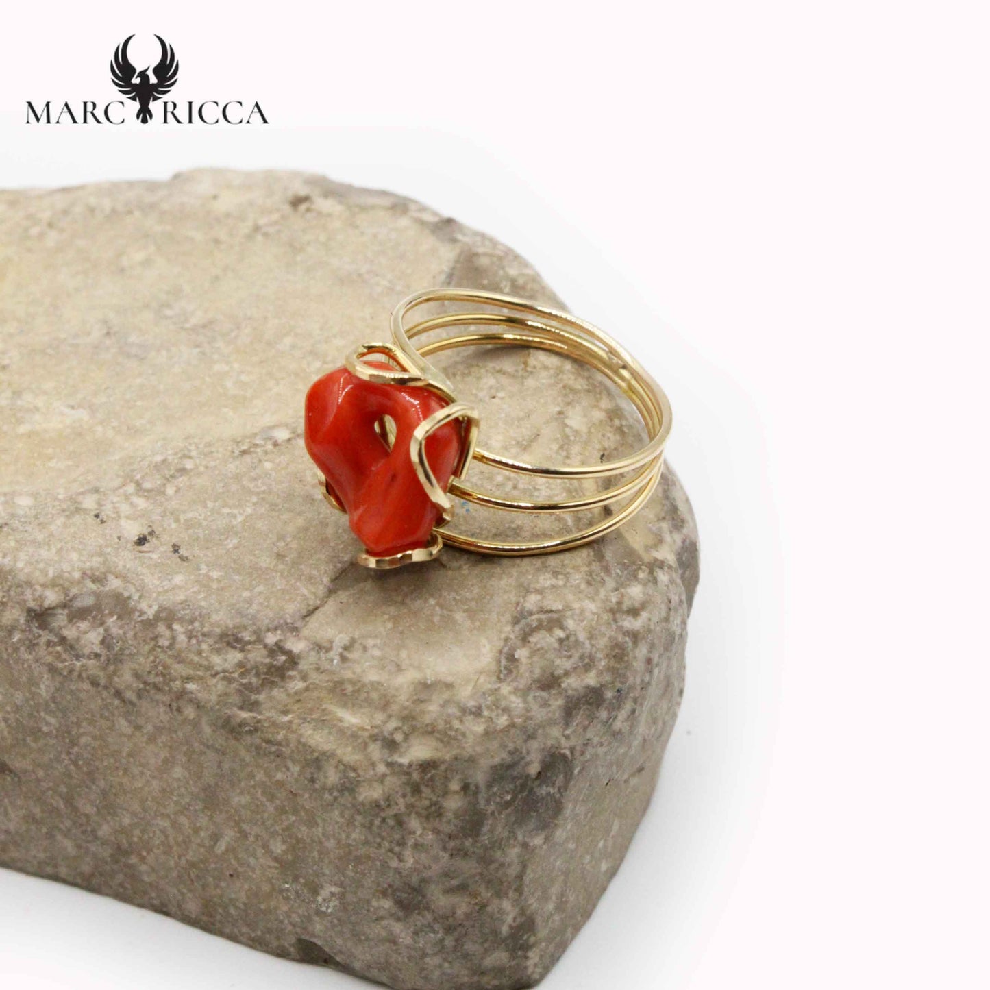 Bague Or, Corail Anneau