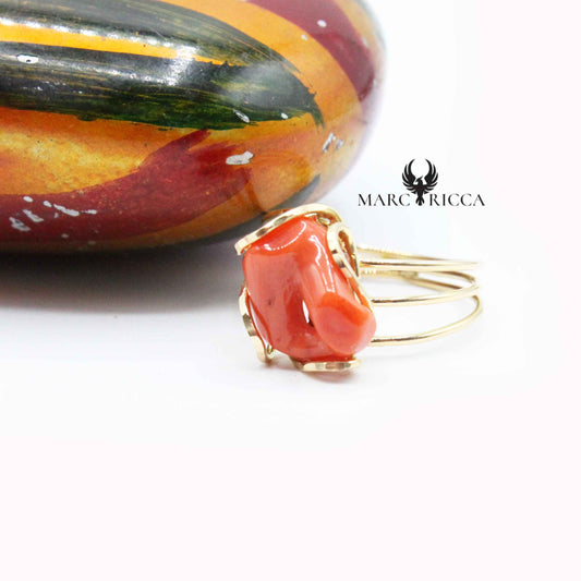 Bague Or, Corail Anneau