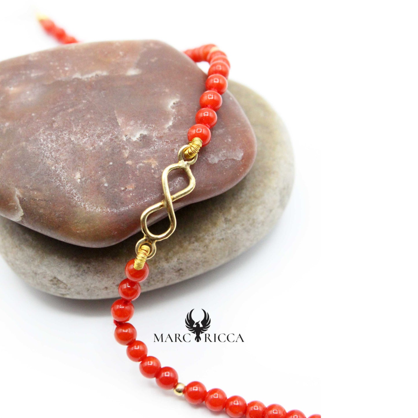 Bracelet Or Boules Corail & Infini