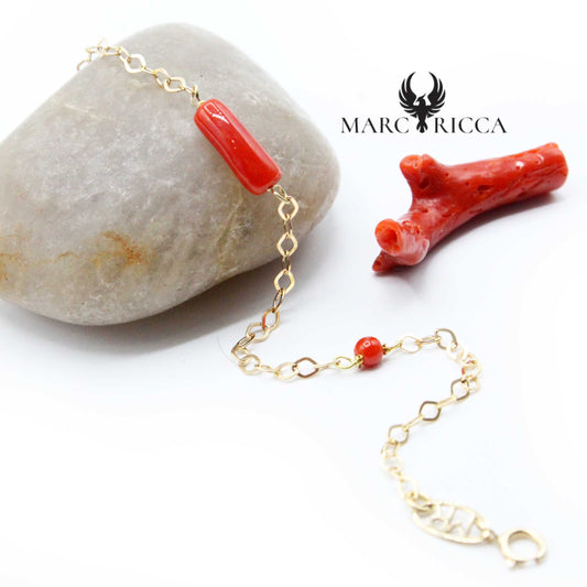 Bracelet Or Tube Corail Rouge