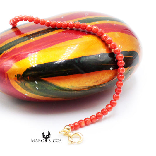 Collier Or Perles de Corail Fermoir