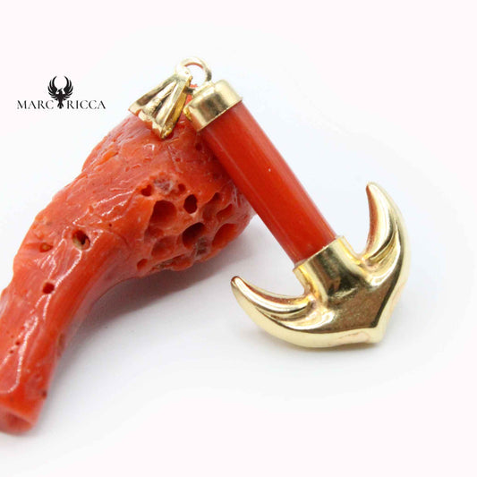 Pendentif Or Ancre & Corail 18 Carats