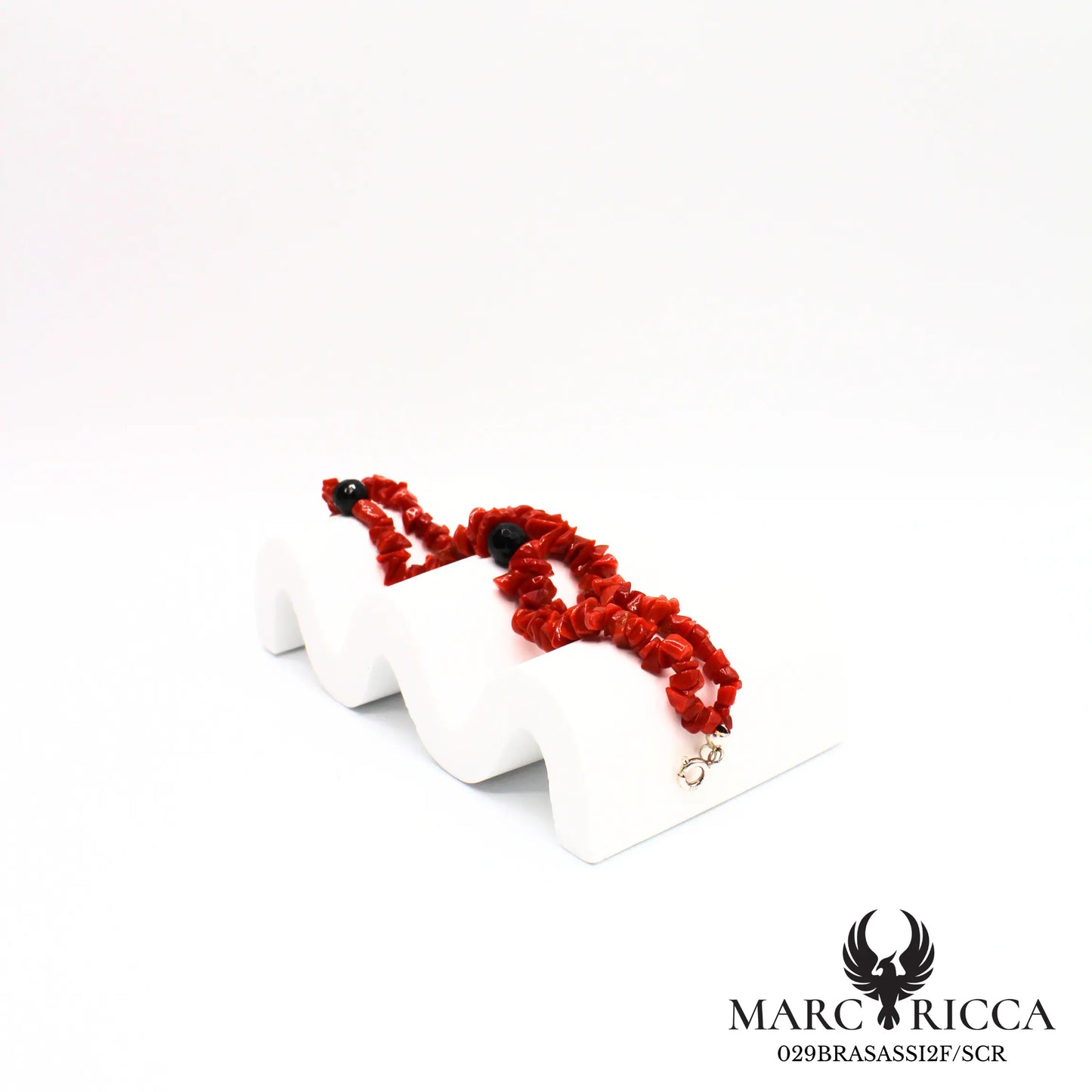 Bracelet Argent 2 Rangs Sassi Corail Rouge
