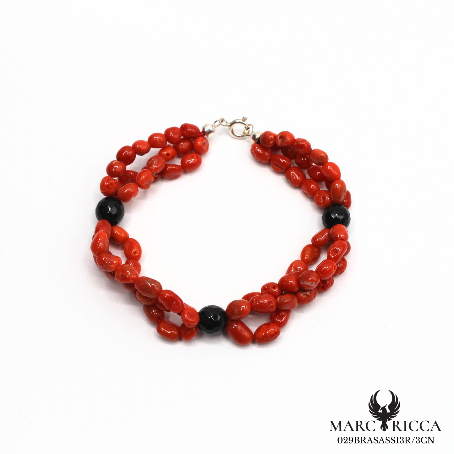 Bracelet en corail sassi et Onyx noir