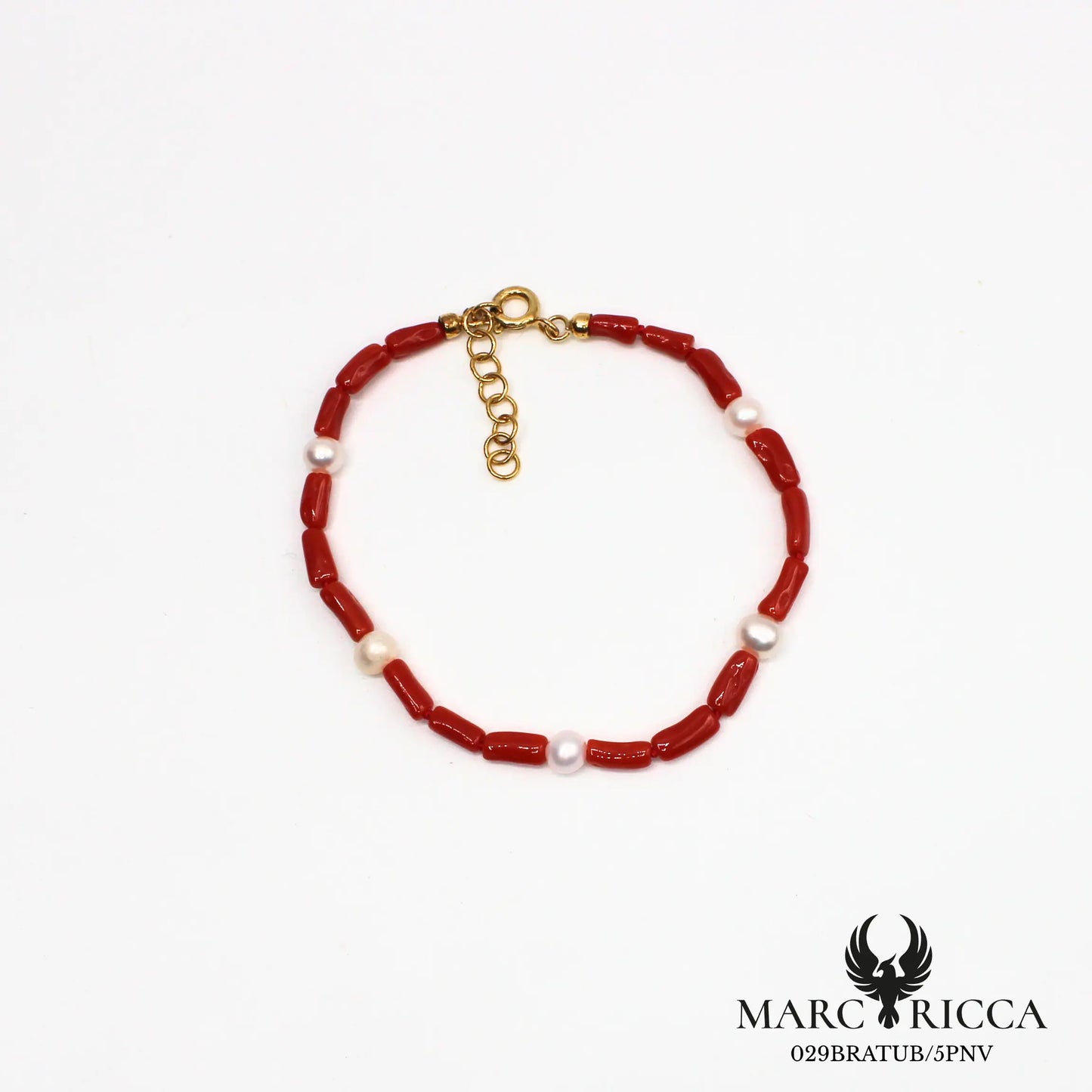 Bracelet tubes corail et perles nacrées