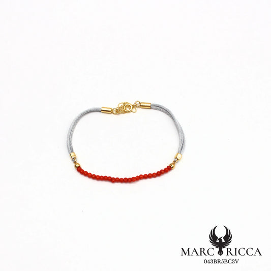 Bracelet cordon satin et perles de corail
