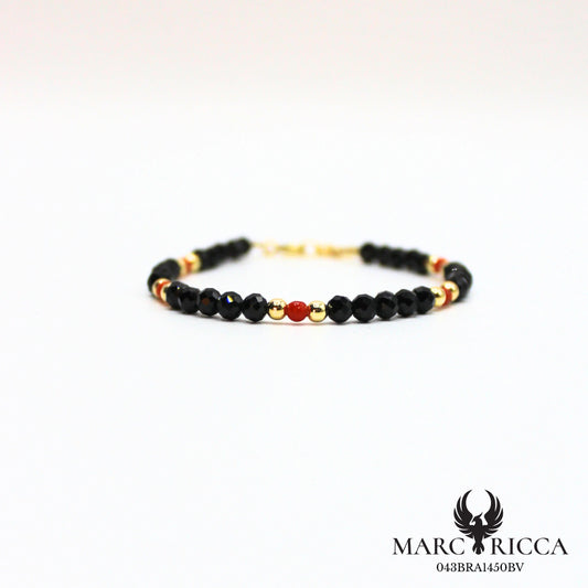 Bracelet cristal noir et corail