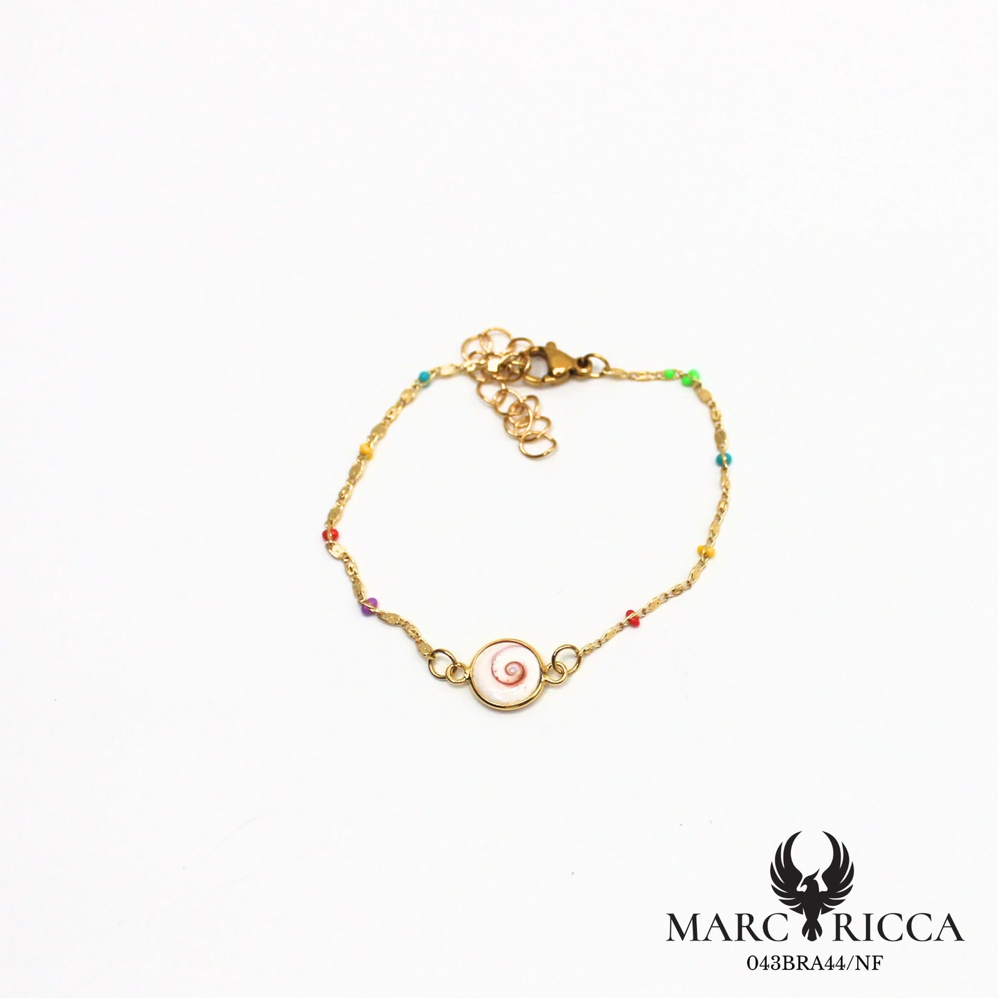 Bracelet en acier œil de Sainte Lucie et perles de résines