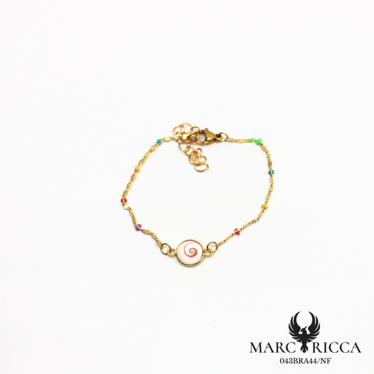 Bracelet en acier œil de Sainte Lucie et perles de résines