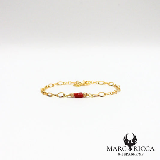 Bracelet chaîne en vermeil avec tube en corail