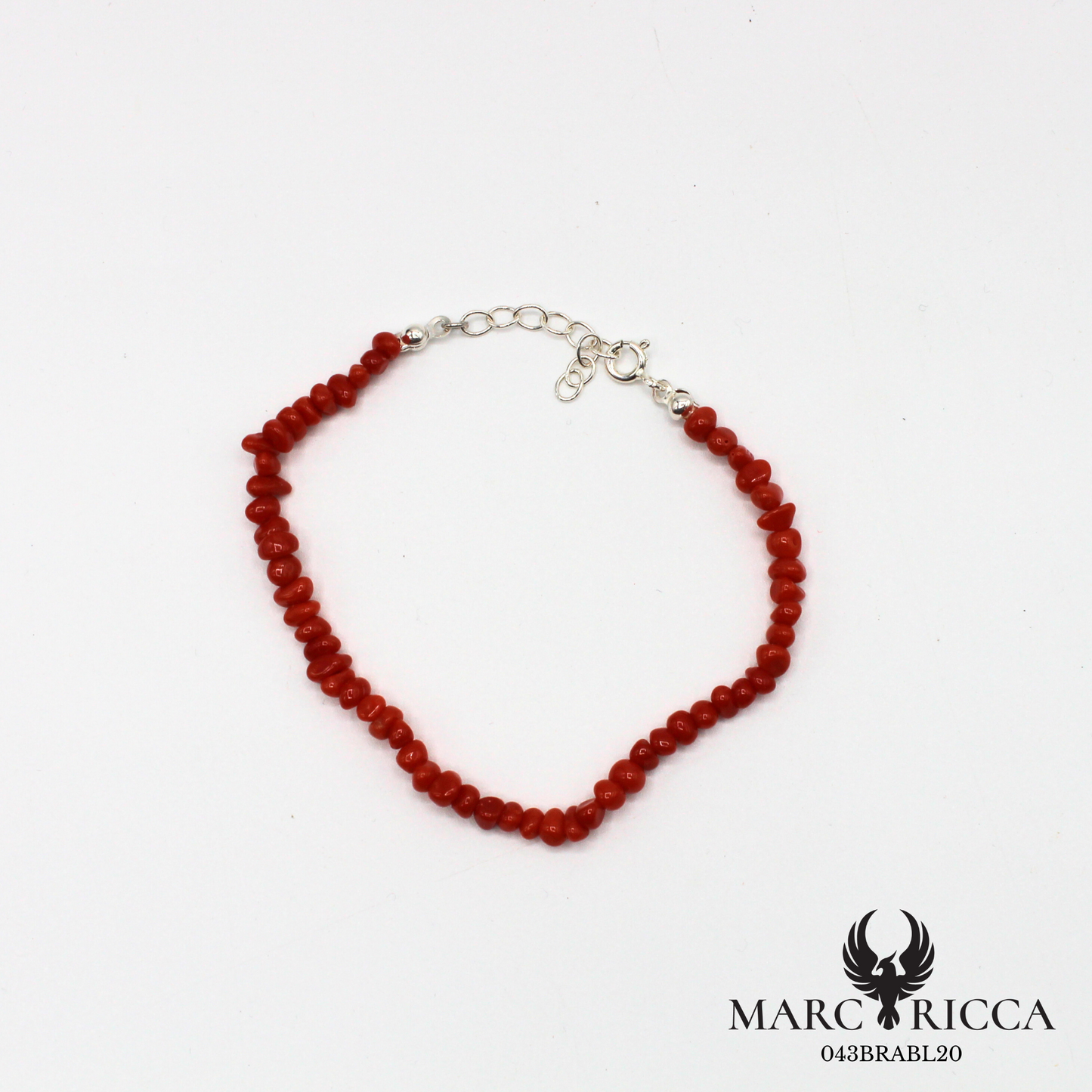 Bracelet boule de corail baroque en argent