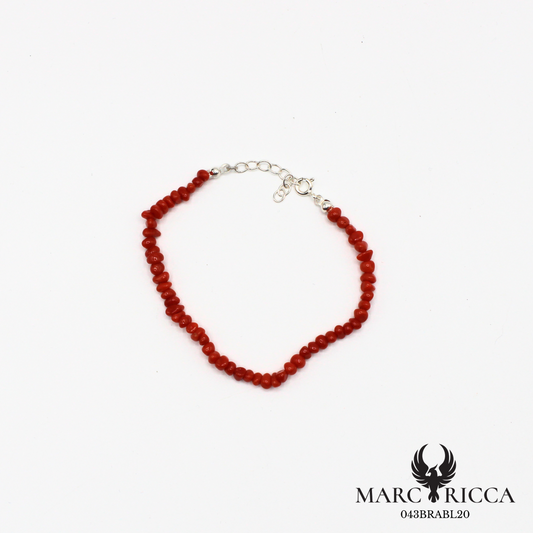 Bracelet boule de corail baroque en argent