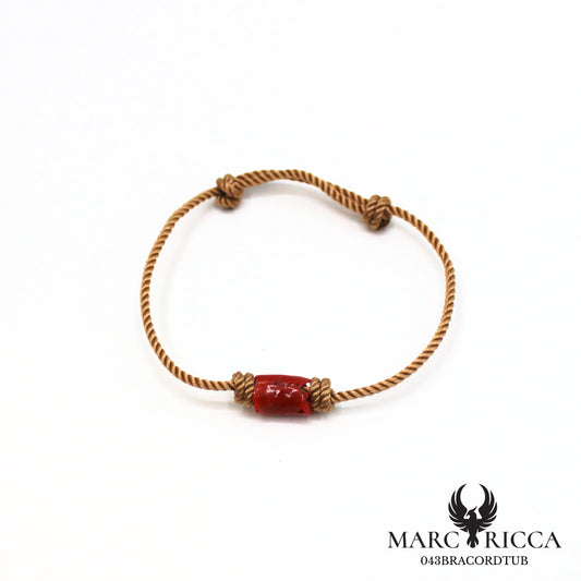 Bracelet corde avec tube de corail