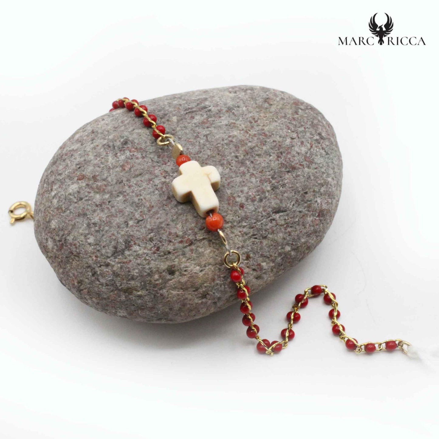 Bracelet Vermeil Corail Perle & Croix