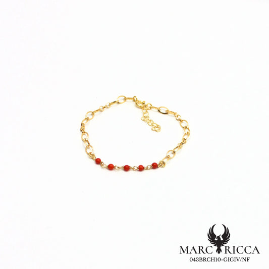 Bracelet chaîne en vermeil avec perles de corail