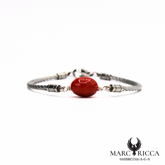 Bracelet en acier avec corail
