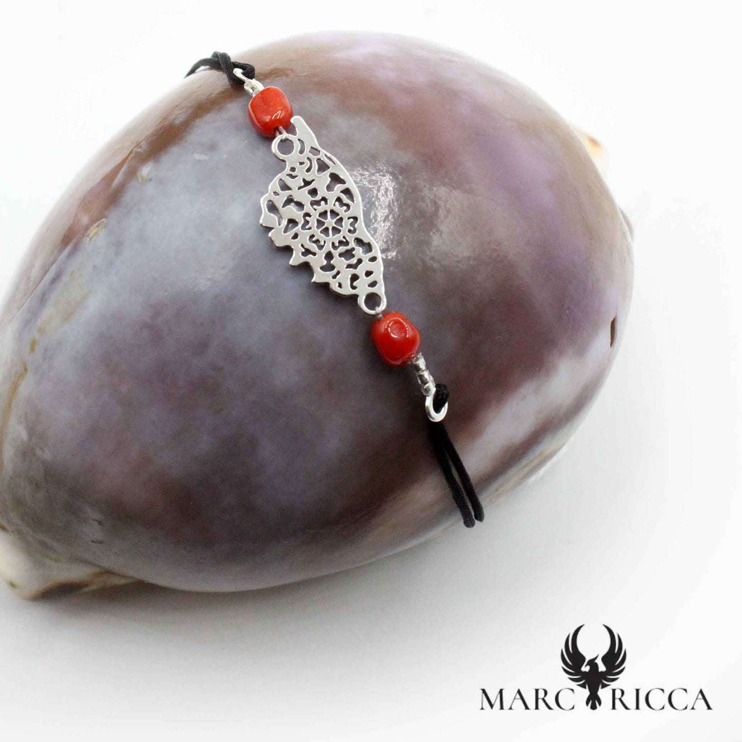 Bracelet Argent Cordon Corail & Corse ajourée