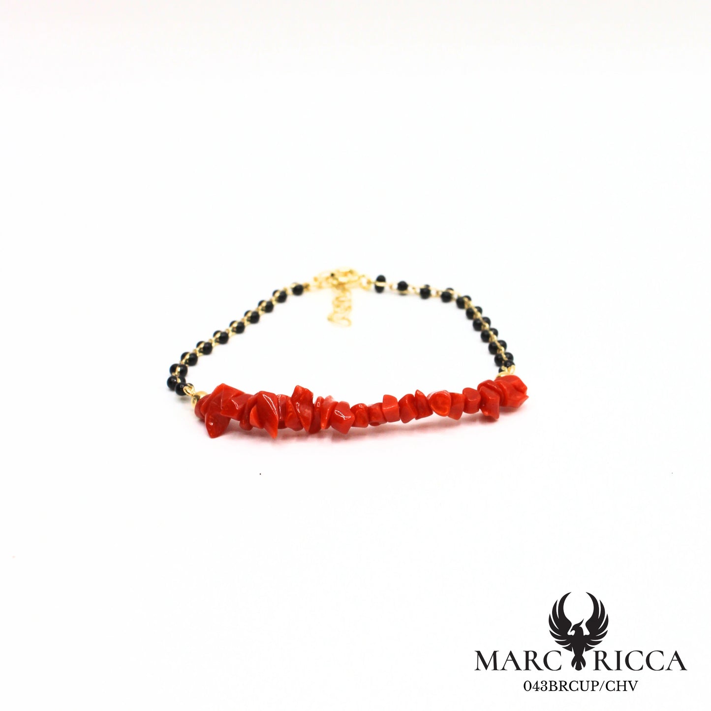 Bracelet corail cupolino et perles de résine