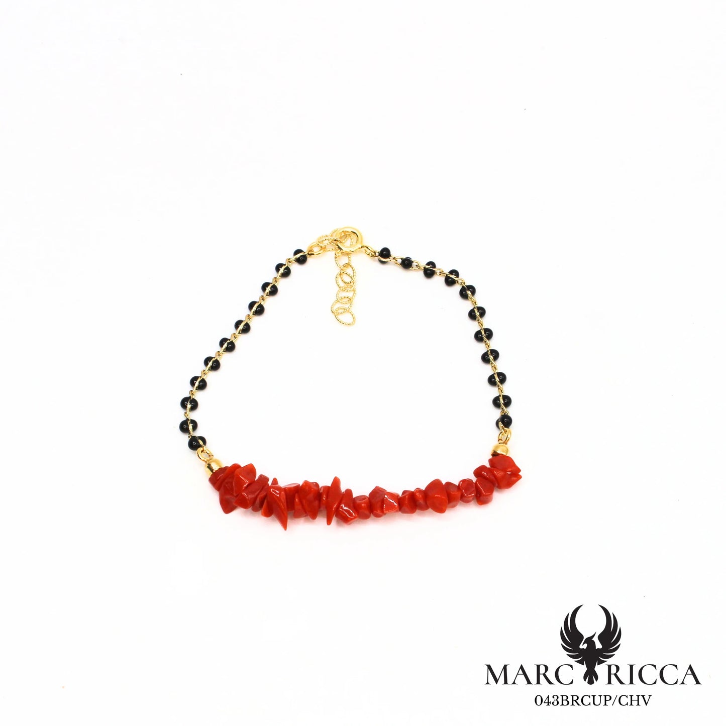 Bracelet corail cupolino et perles de résine
