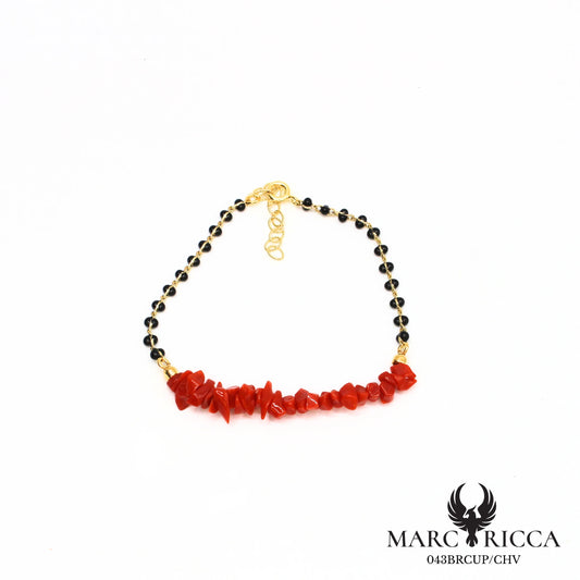 Bracelet corail cupolino et perles de résine